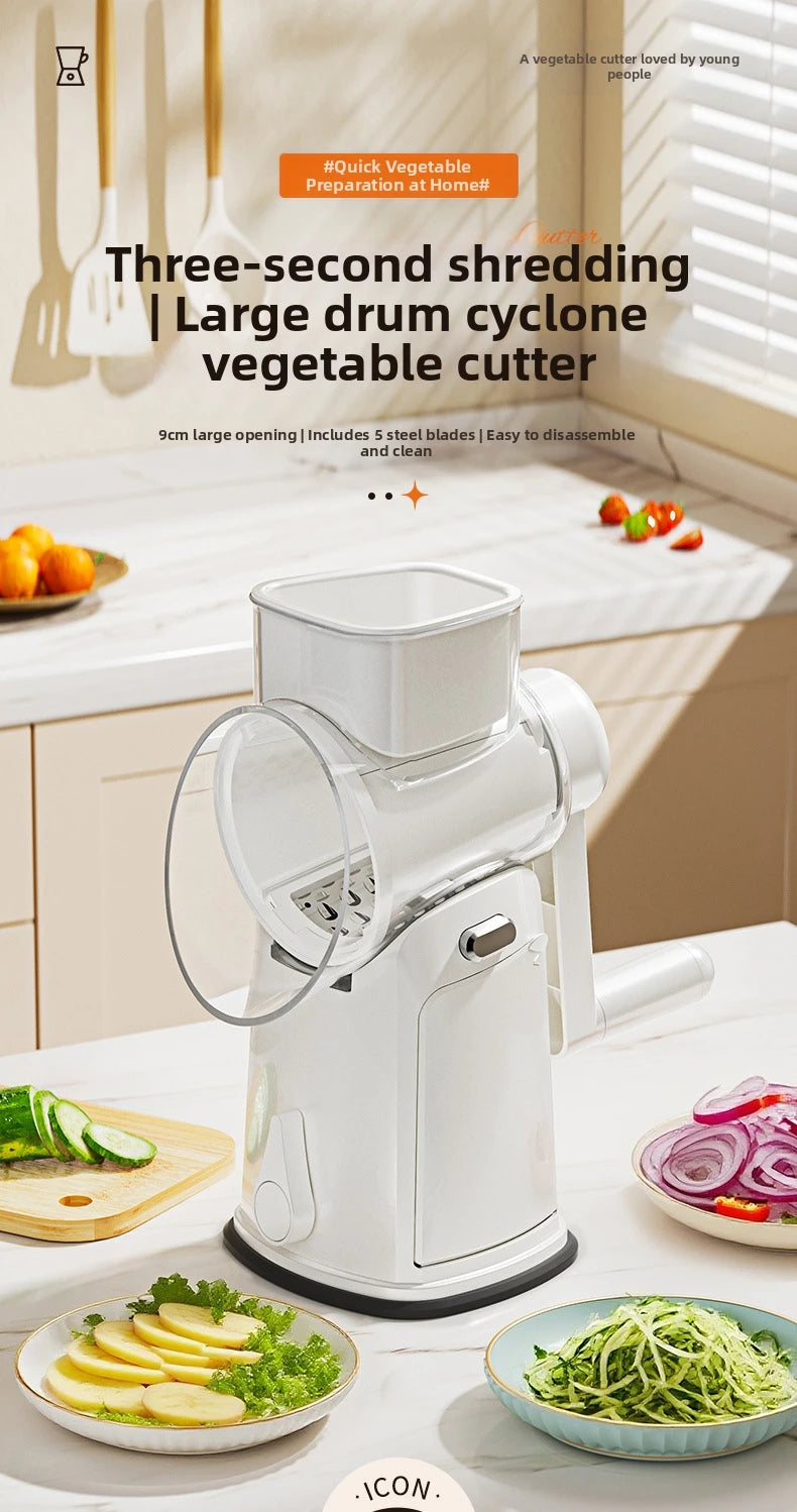 Household Manual Slicer, Stainless Steel Multi-Blade Design, Non-Slip Base, Portable And Easy To Clean, Kitchen Artifact