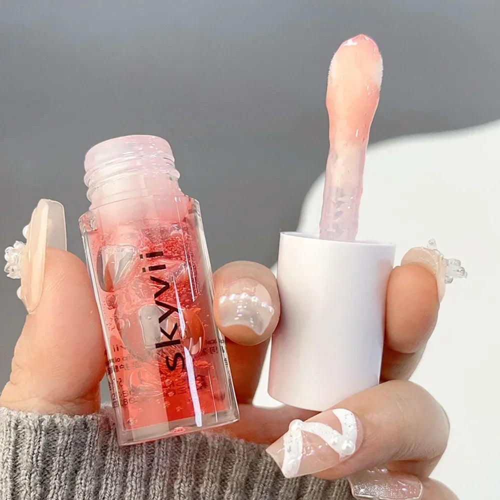 Strawberry Jelly Lip Oil Glossy Tint Glaze Lipstick Moisturize Liquid Fruit Jam Lip Beauty Treatment Transparent Hydrating Balm