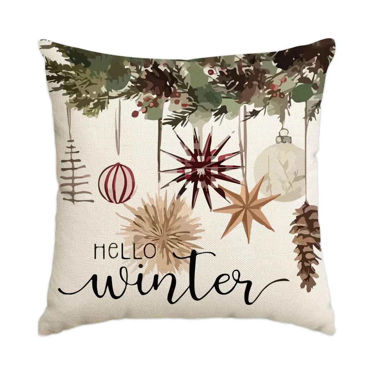 1pc/4pcs Christmas Pillow Cover, Black and Red Buffalo Plaid Celebration Christmas Tree Snowflake Decoration Sofa Cushion Cover