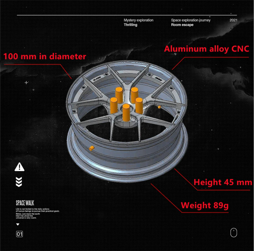 1/5 Car Model Metal Forged Assemble Refitting Wheel Hub  Creative Desktop Display  Personalized  Modification Toys Gift