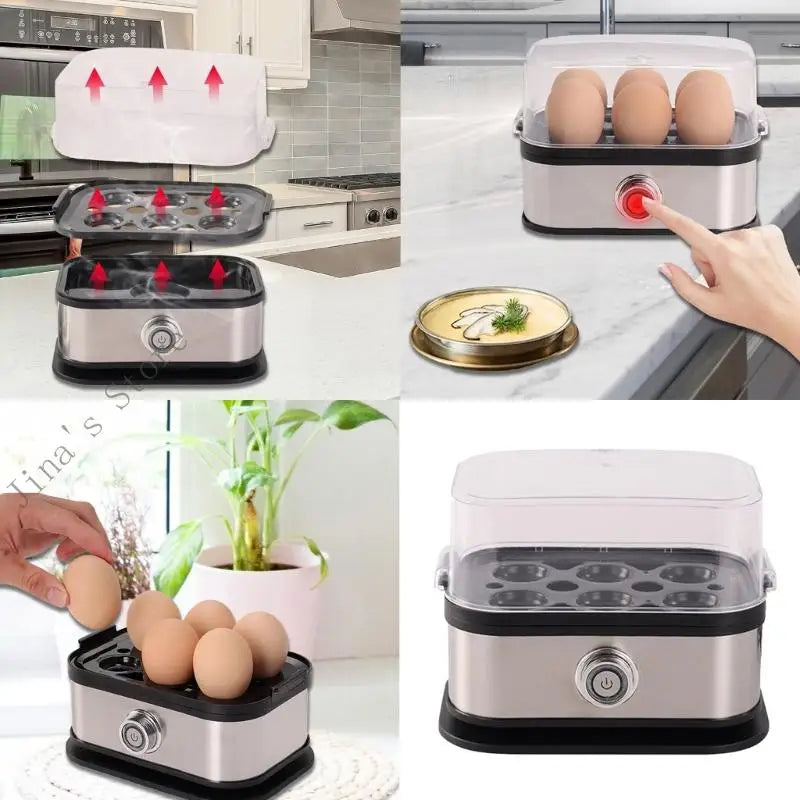 Electric Eggs Cooker Automatic Rapid Boiler 200W Stainless Steel Eggs Steamer with Warming Function Kitchen Accessory