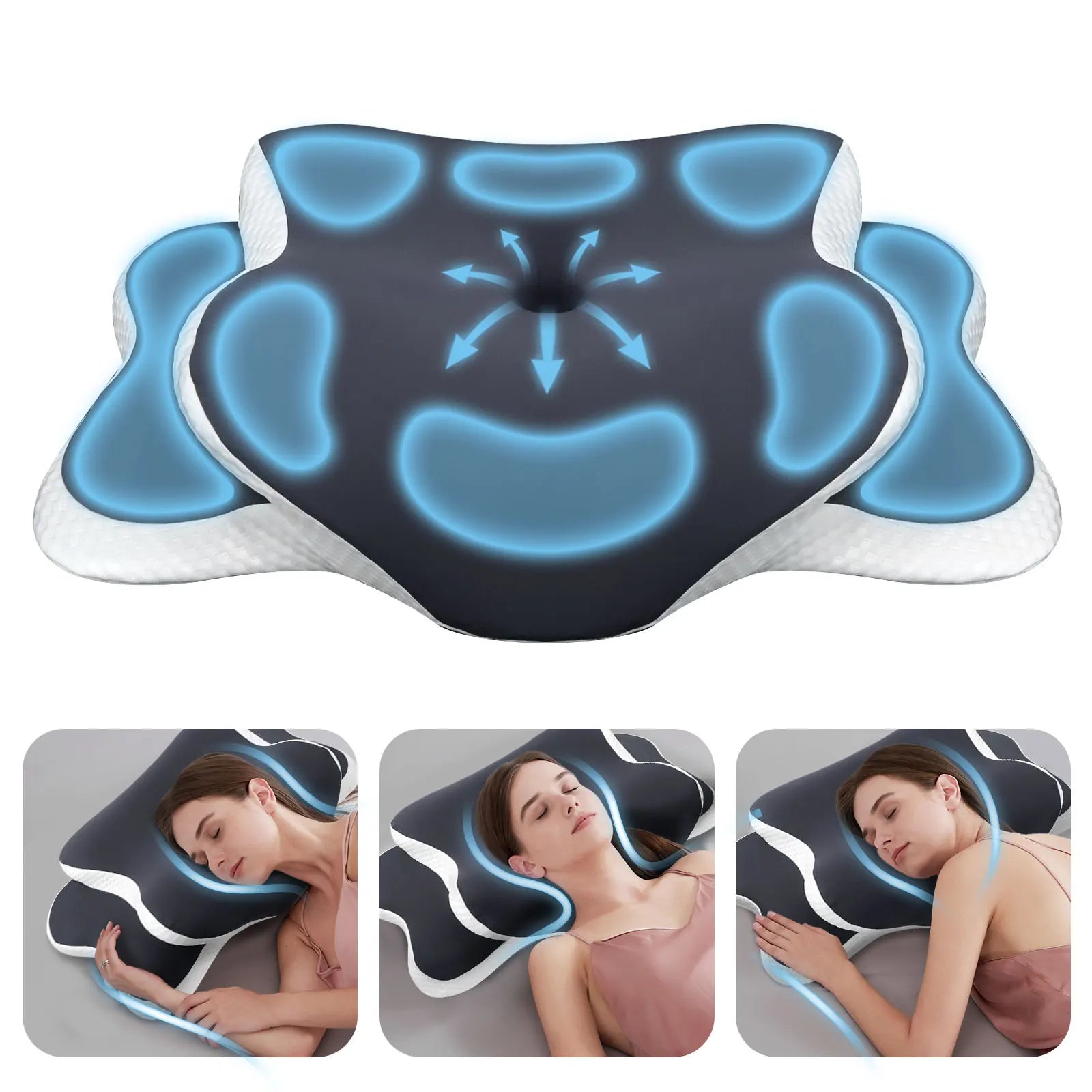 Ergonomic Memory Foam Pillow Orthopedic Neck Support for Side Back Sleepers Ice Silk Pillowcase Ideal Christmas New Year Gifts
