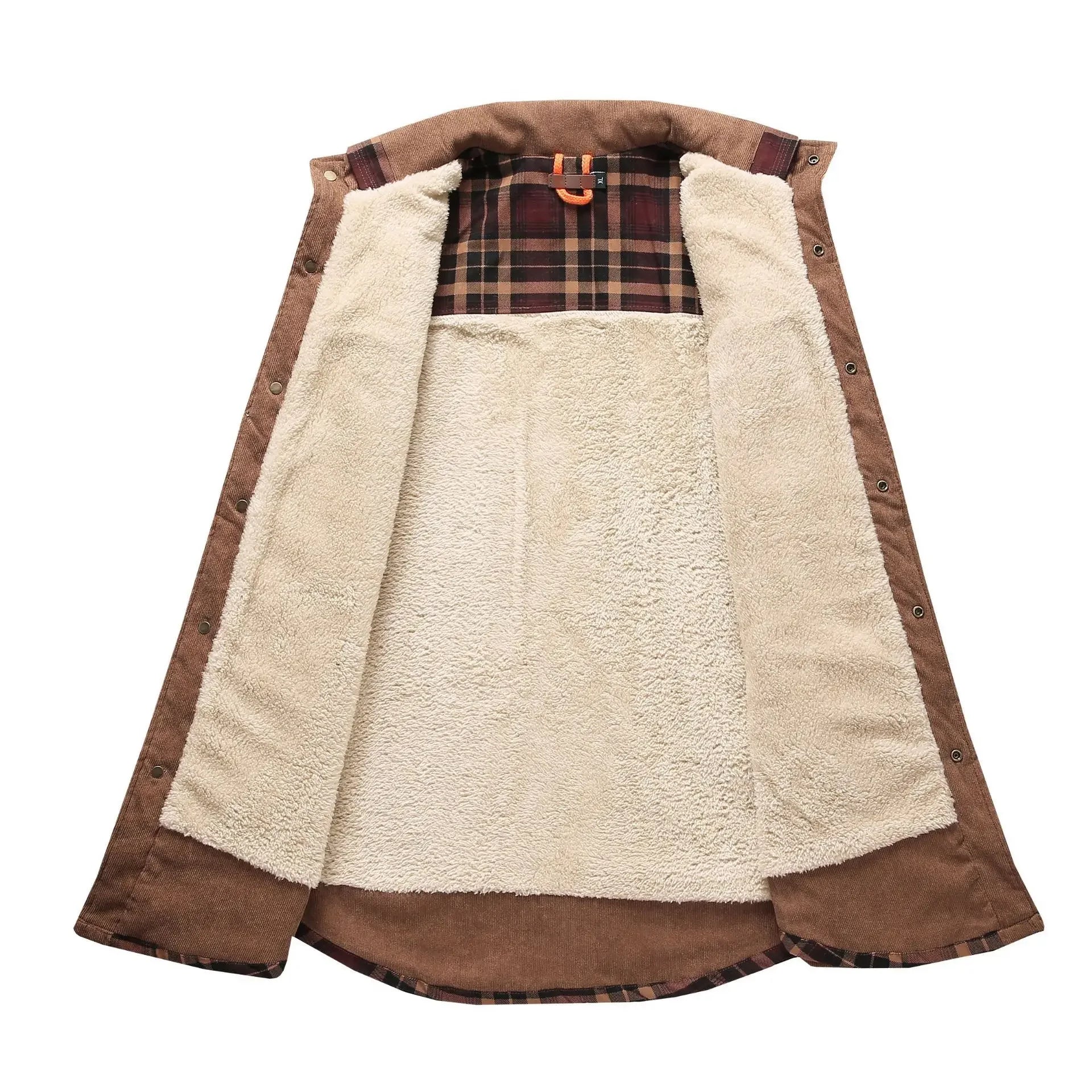 European and American Casual Checked Thickened Shirt. Men's New Style Fleece-lined. Winter Warm. Pure Cotton Jacket. S-XXXXL