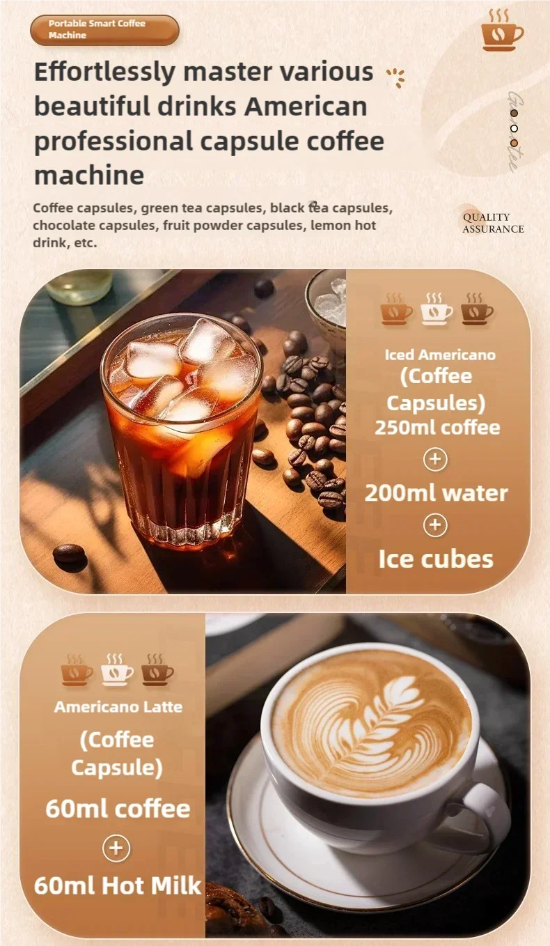 Portable electric coffee machine is suitable for ground coffee and KCUP capsules, but it does not have a heating function