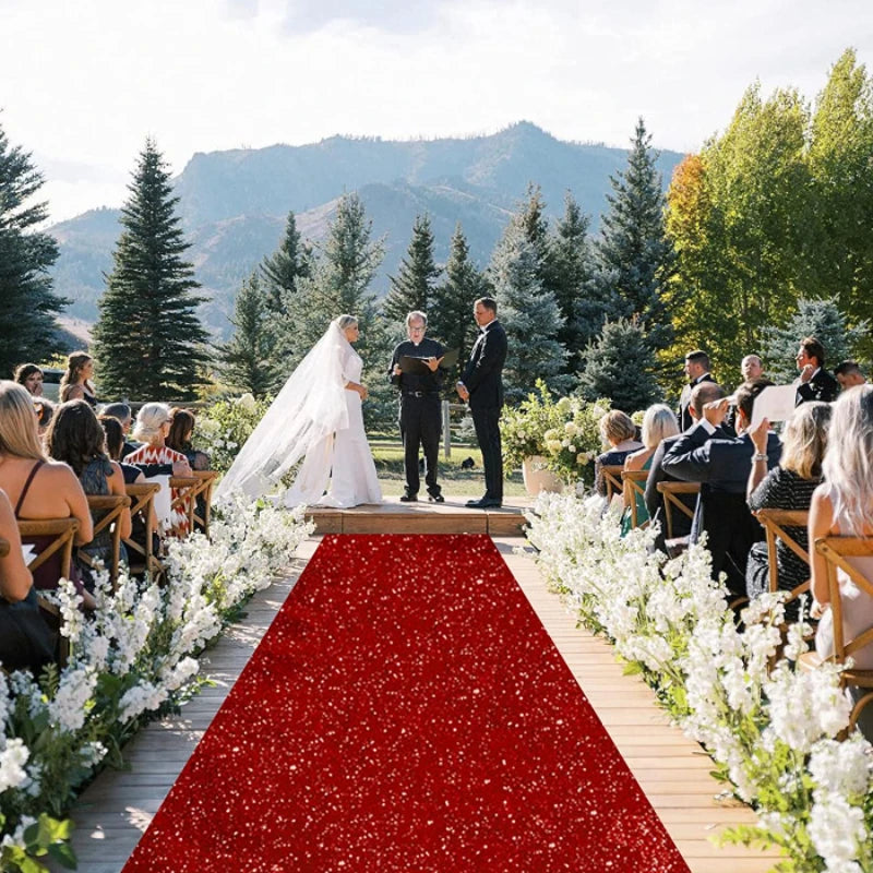 Sparkling Red Long Striped Carpet, Wedding Christmas Thanksgiving Outdoor Runway Long Carpet, Romantic Wedding Hallway Carpet