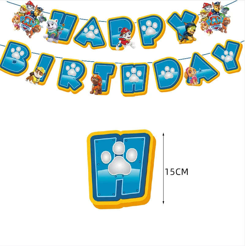 Paw Patrol Birthday Decoration Tableware Tablecloth Children Gift Candy Box Backdrop Dog Balloon Party Favors For Kids Birthday