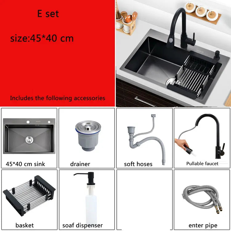 small kitchen sink above counter or udermount vegetable washing basin sink kitchen black stainless steel seamless welding pia