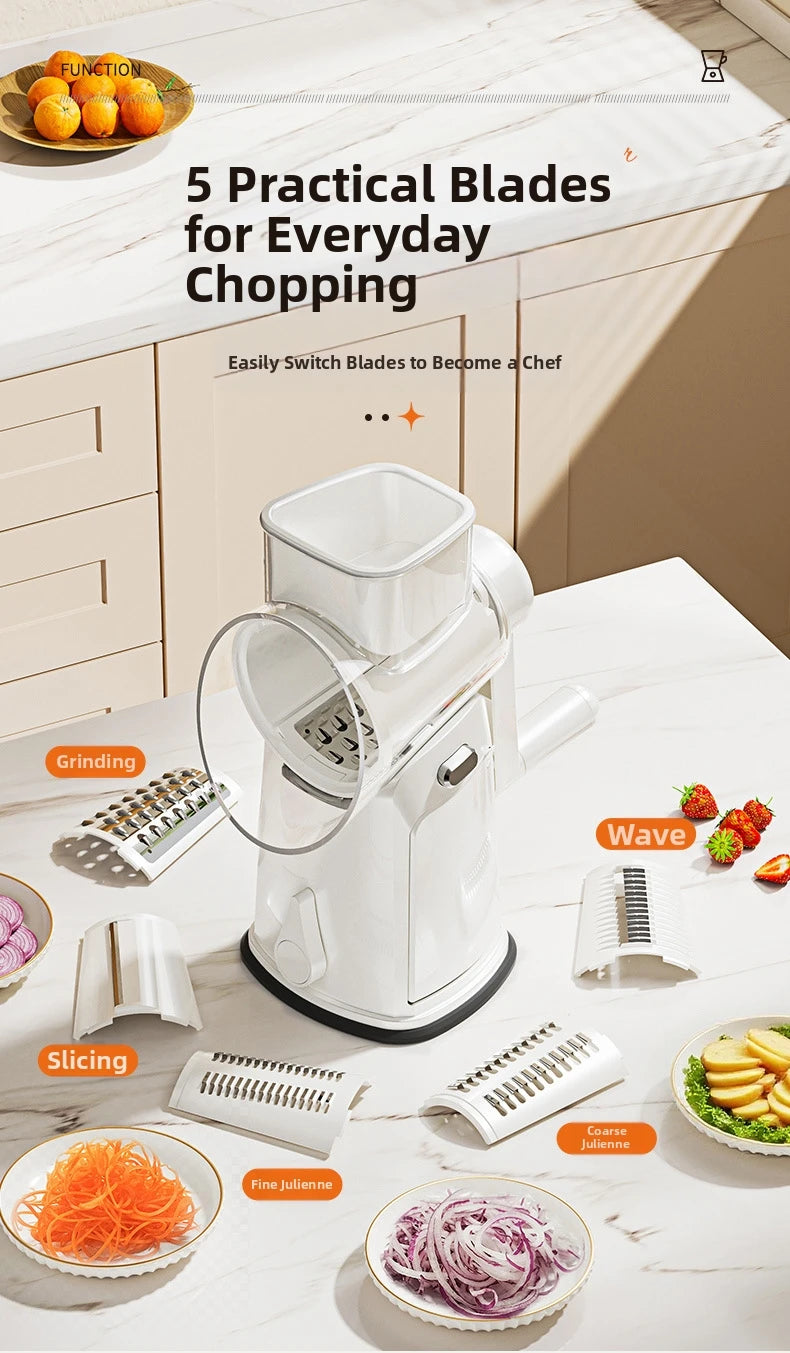 Household Manual Slicer, Stainless Steel Multi-Blade Design, Non-Slip Base, Portable And Easy To Clean, Kitchen Artifact