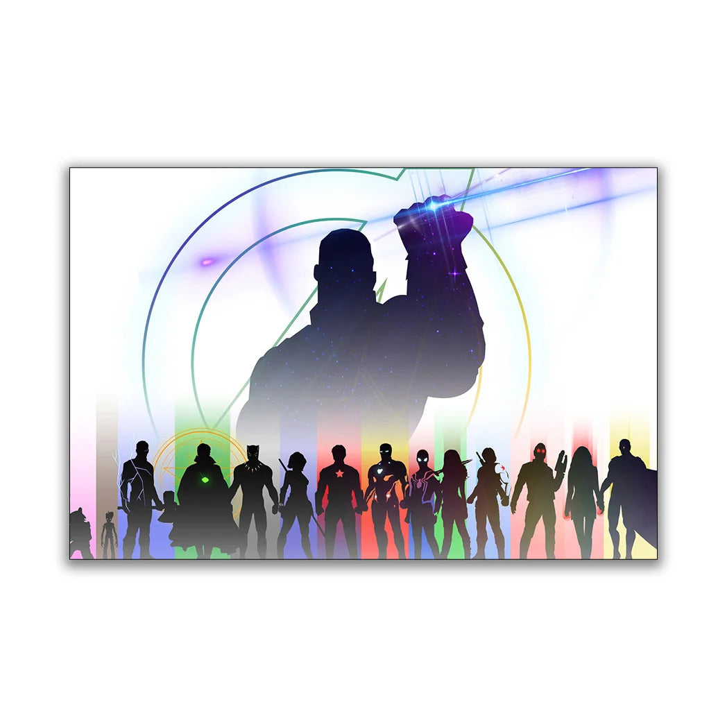 MINISO Marvel Avengers4：Endgame Movie Wall Art Posters All Ages Home Decor Room Marvel Superheroes Group Photo Canvas Painting