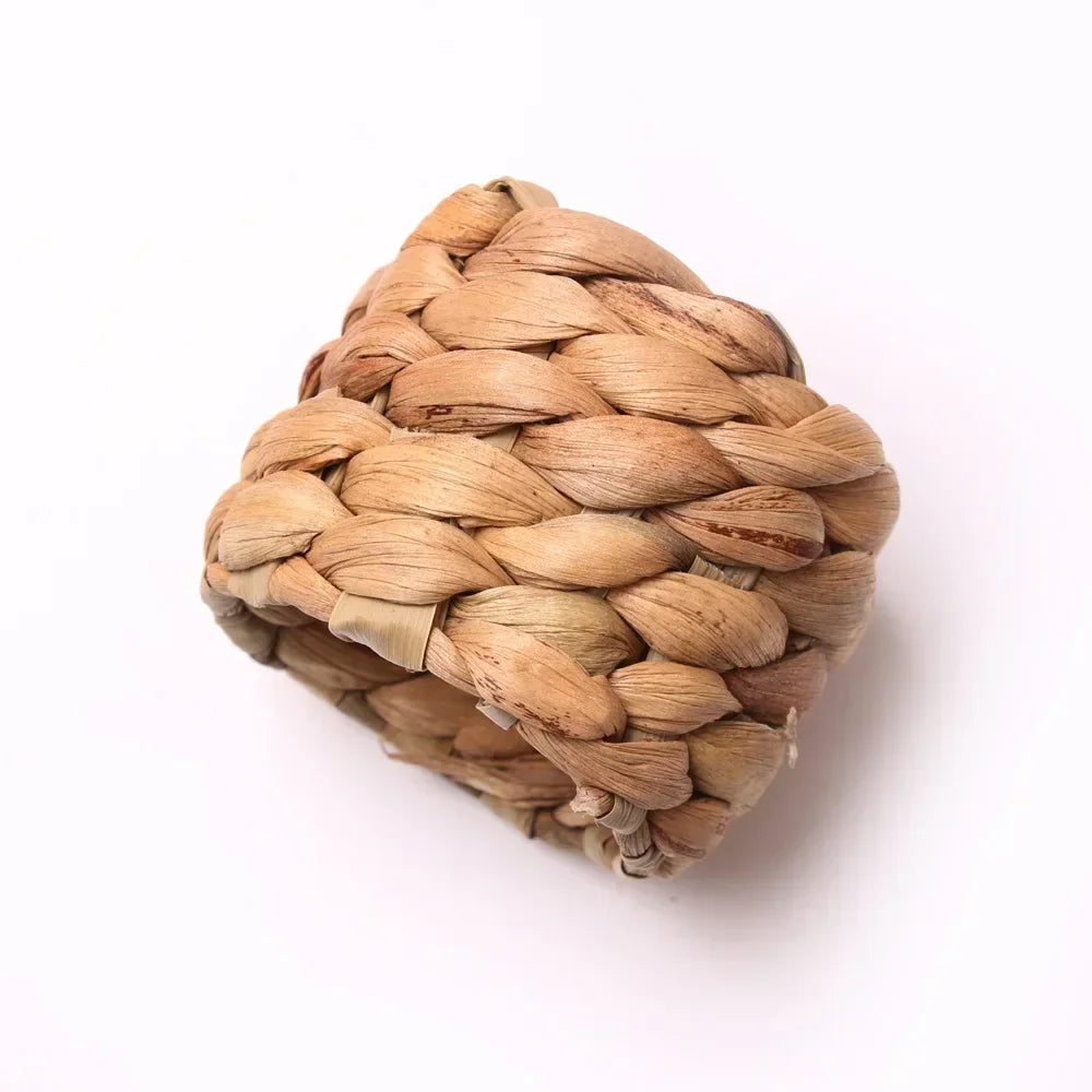 1/6/12PCS Round Napkin Rings Hand-Woven Watercress Napkin Rings Easter Thanksgiving Christmas Table Decorations