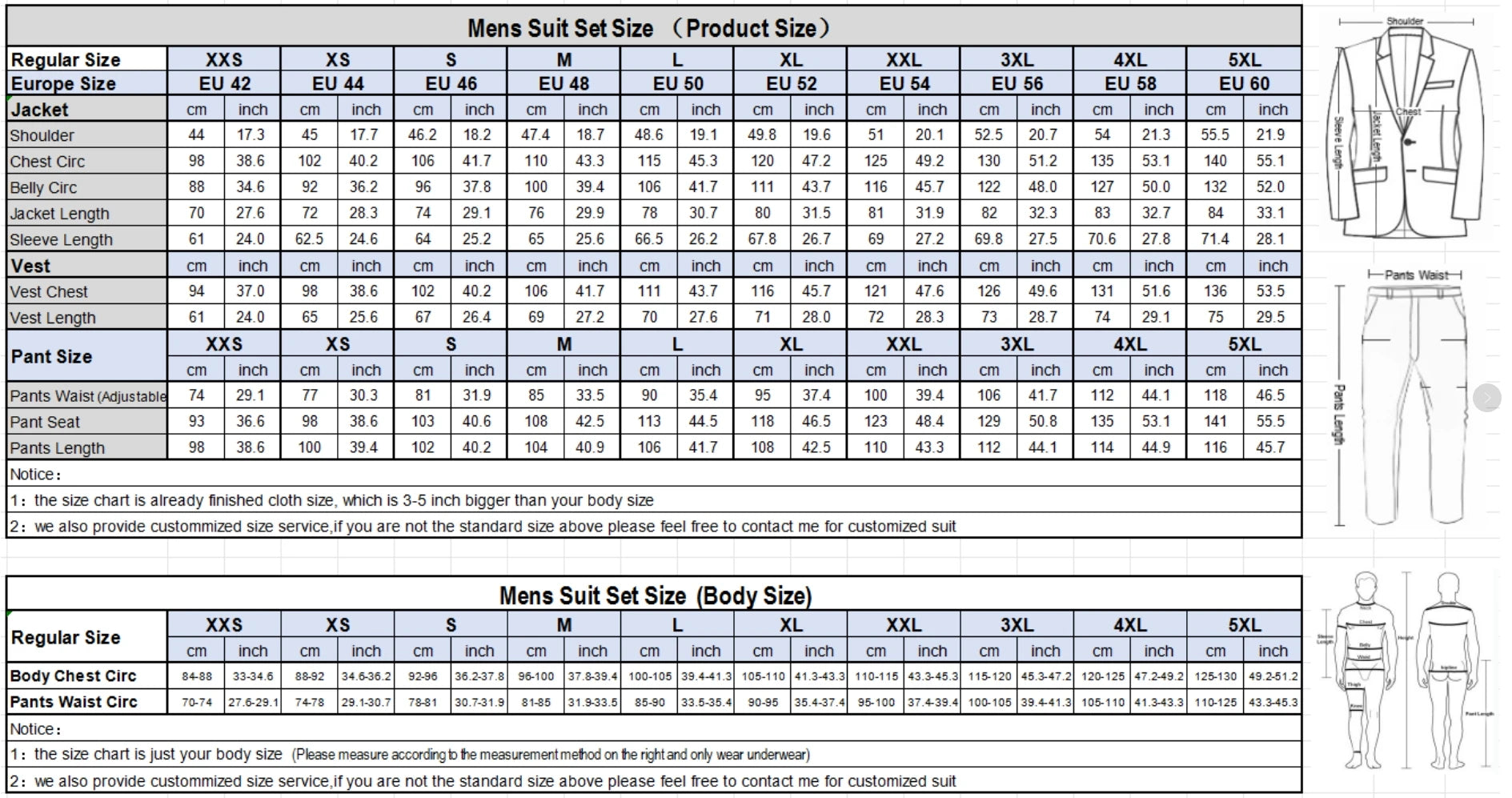 Costumes d'affaires pour hommes 3pcs