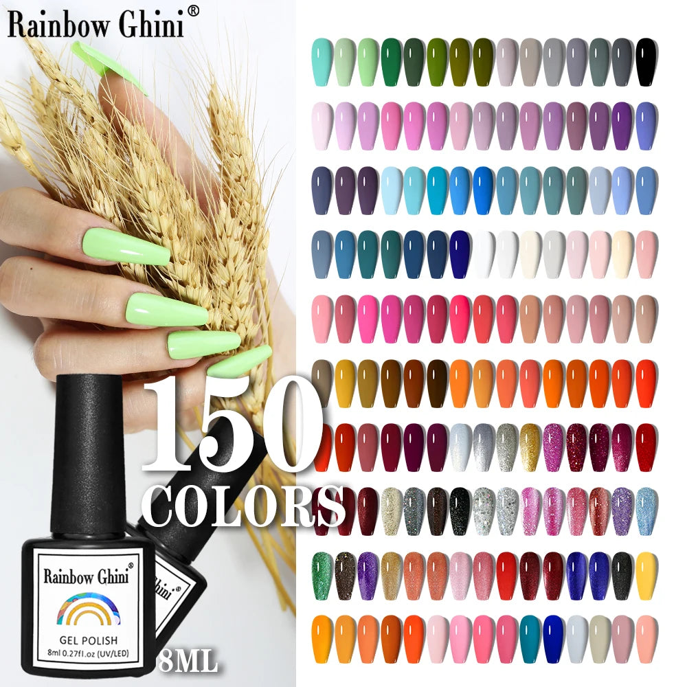 Gel Vernis à ongles semis permanents Paillettes 8Ml 150 couleurs