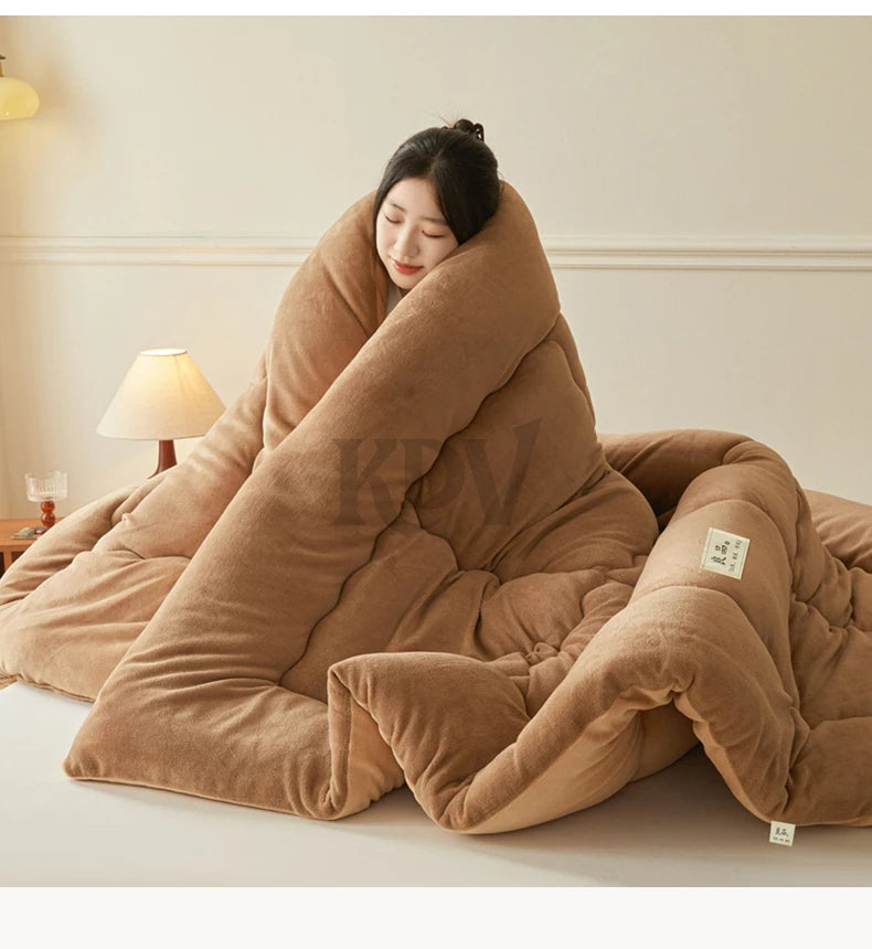 Thickened Milk Velvet Winter Warm Blanket for Bed Queen Size Soft Flannel Quilt Double-Sided Plush Single Double Thick Comforter