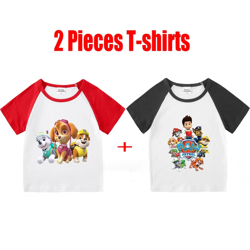 Children's PAW Patrol T-Shirt Kids Clothes Boys Girls Summer Cartoon Tops Short Sleeve Clothes 100% Cotton Baby Clothing