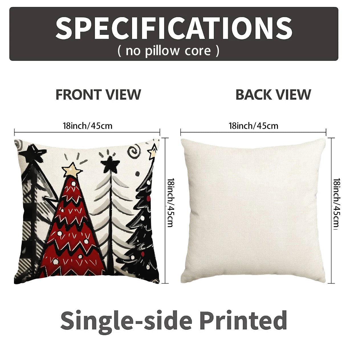 1/4pcs Retro Christmas Pillowcase, Christmas Ball, Christmas Tree, Retro Truck Design, Cushion Cover, Christmas Decorations