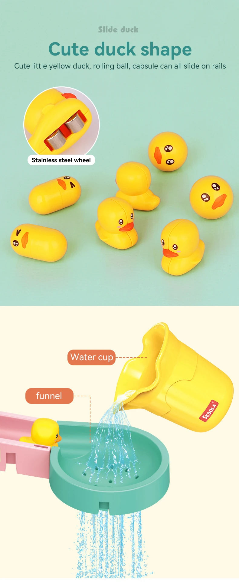 Baby Bath Toys DIY Assembling Track Bathroom Bathtub Kids Slide Paradise Play Water Toy Set Duck Slide Toy For Children Toddler