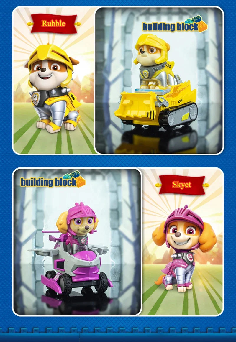 Paw Patrol Building Blocks Toys Rescue Knight Series Pullback Car Watchtower Rescue Base Command Center Lookout Tower Kids Gifts
