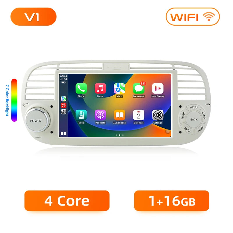 Junsun Android13 Car Radio For FIAT 500 500C Abarth 2007-2015 Car Smart Systems For Apple Carplay FM GPS SWC BT