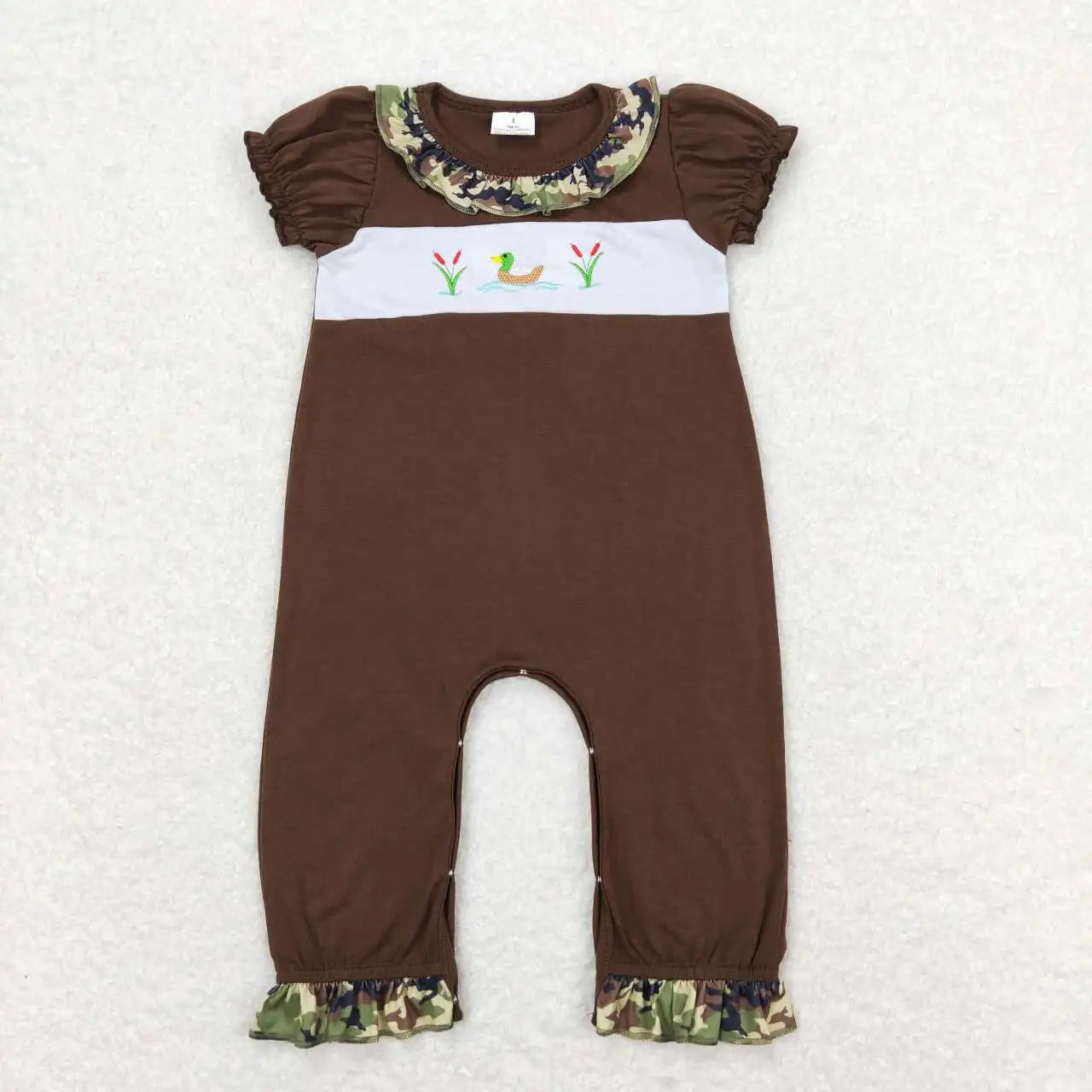 Wholesale Kids Children Short Sleeves Onesie Newborn Toddler Cotton Embroidery Baby Infant Boys Hunting Deer Duck Dog Rompers