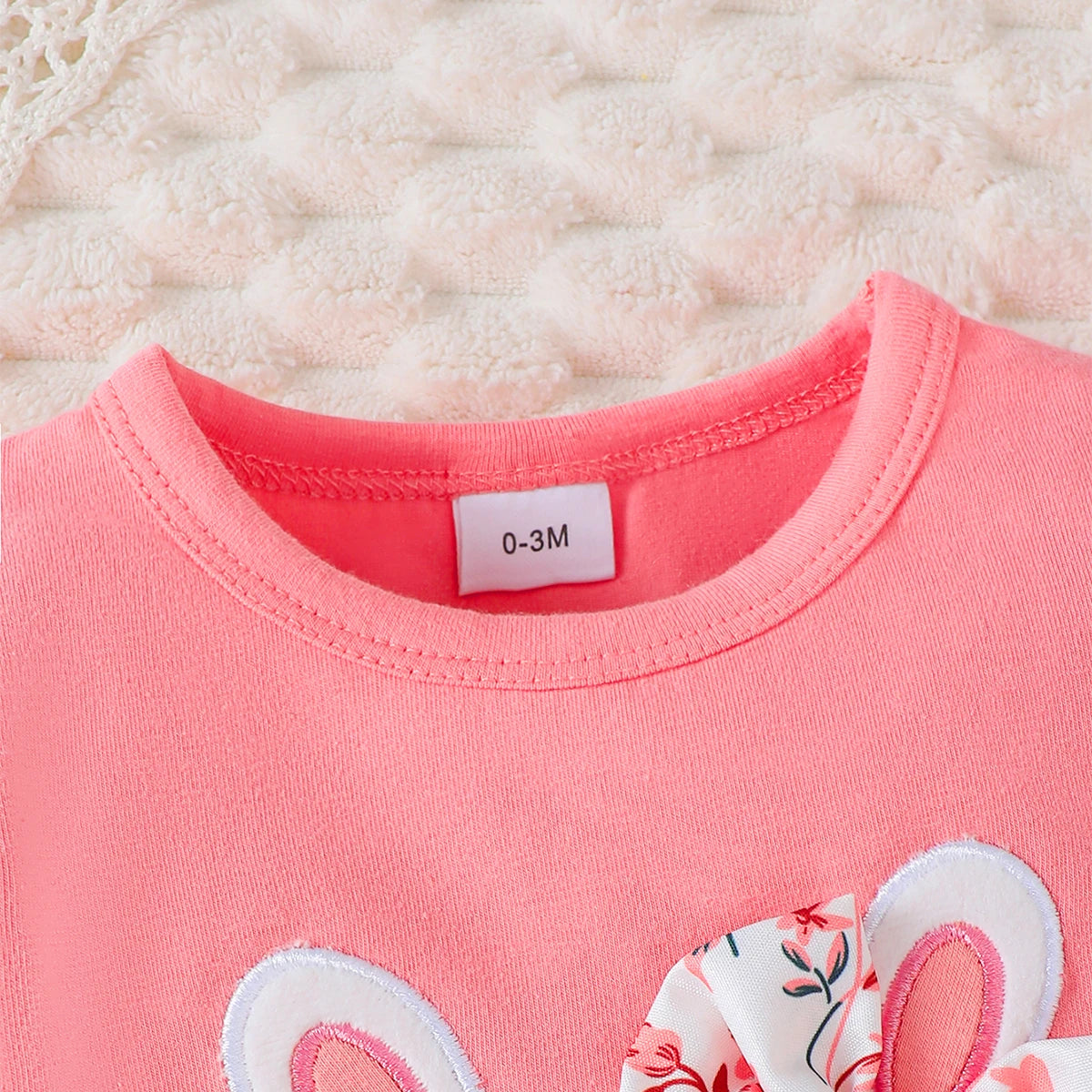 4pcs Baby Girl Cartoon Rabbit Long Sleeve Jumpsuit+Small Floral Pants+Hairband+Belt Set 0-18 Months Baby Girl Spring  Autumn Set