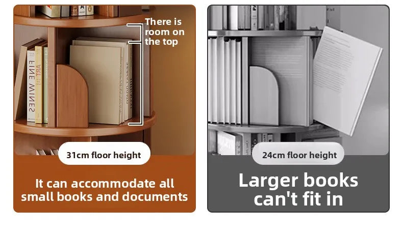 360 °   Bibliothèque rotative – Armoire de rangement mobile pour la maison et le salon