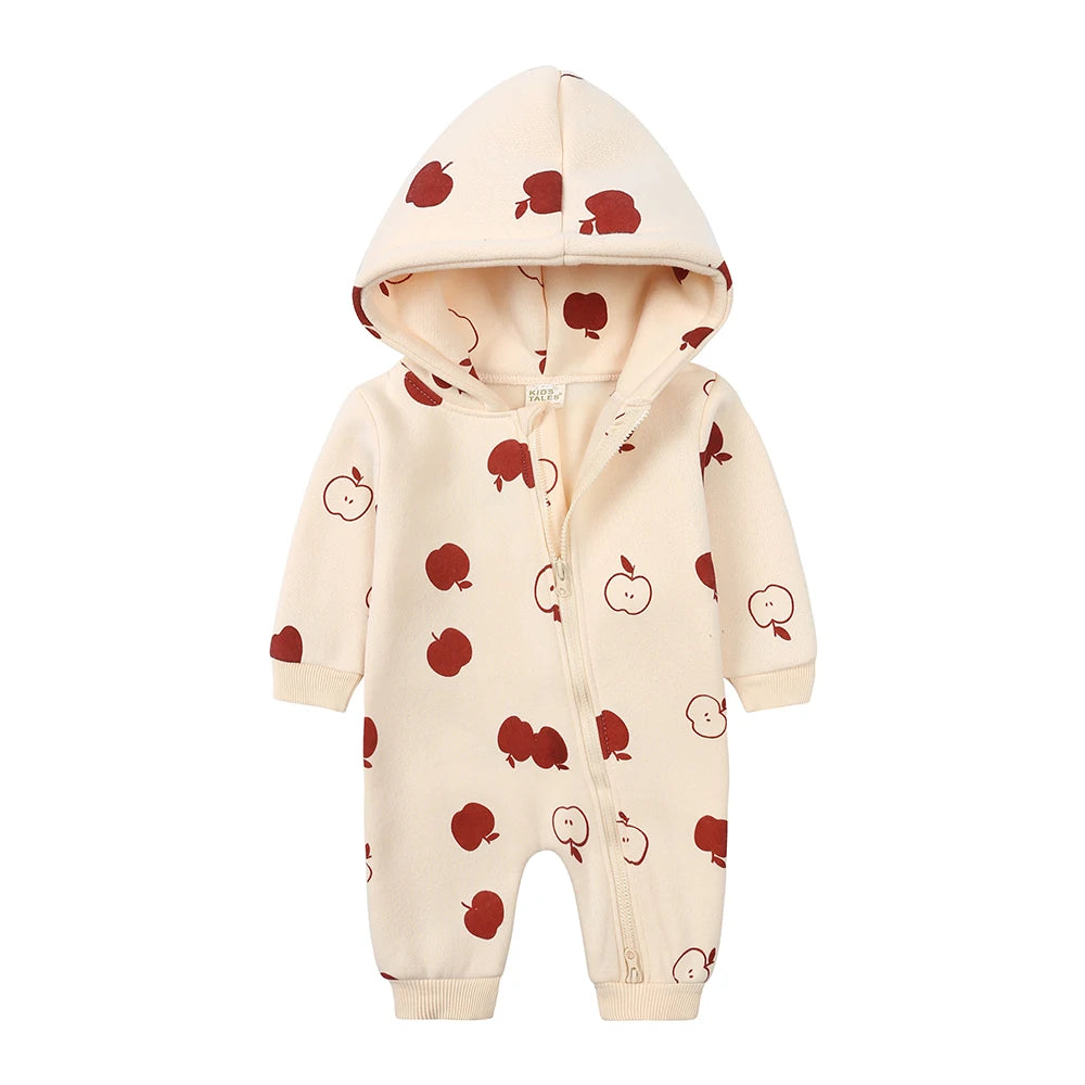 2025 Newborn Baby Romper Warm Clothes Winter Thicken Fleece Hooded Bear Onesie Toddler Boy Girl Jumpsuits Infant Pajamas