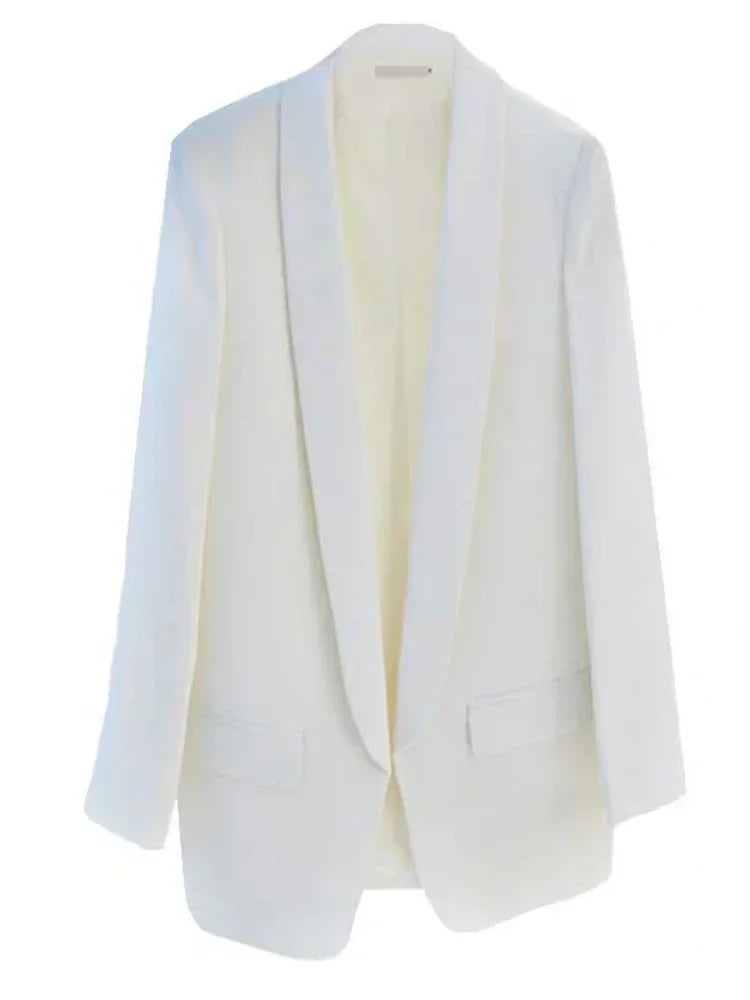 Elegant Casual Solid Color Blazer Vintage Formal Business Chic Suit Jackets Female Outerwear Long Sleeve Open Stitch Slim Coats