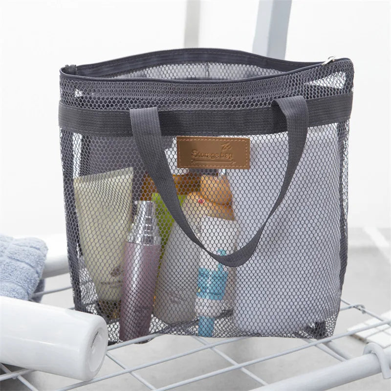 Mesh Makeup Toiletry Storage Bags Handbags Portable Travel Washing Body Shower Tools Organizer Hanging Cosmetic Organizer Pouch