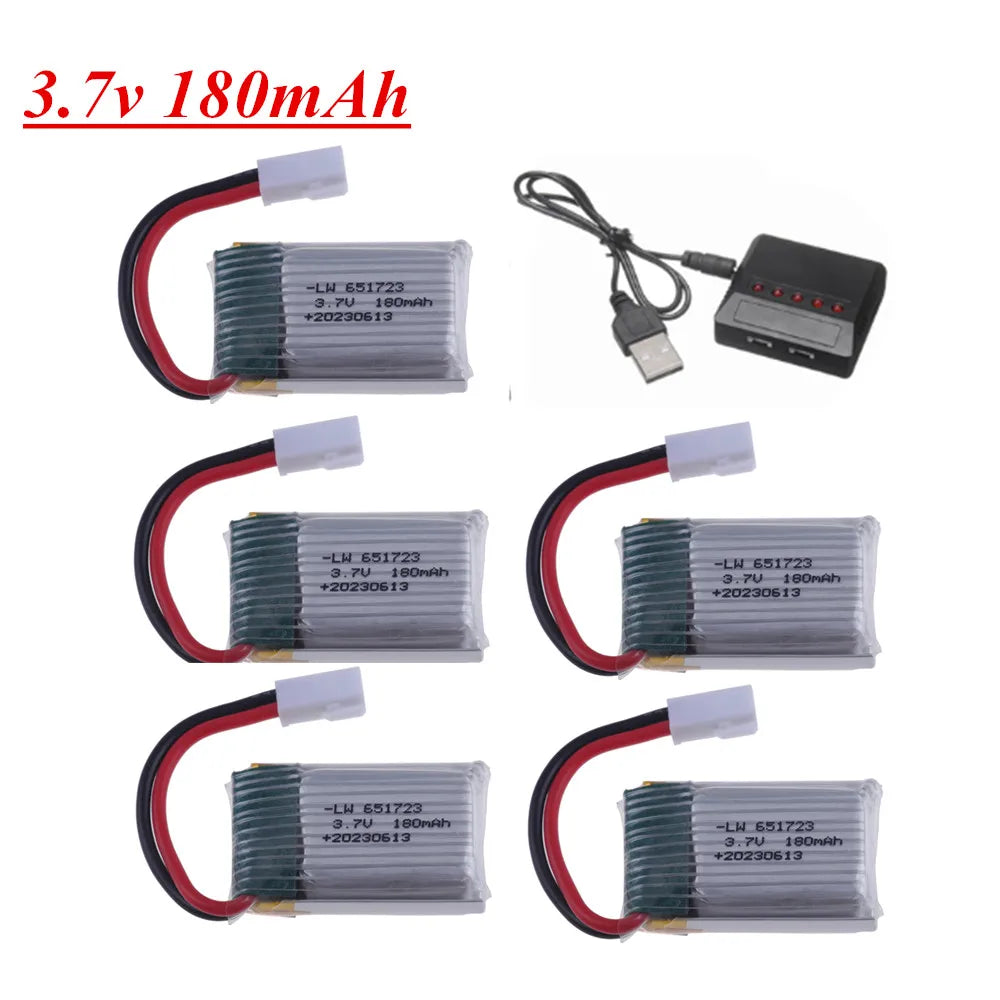 For JJRC H8 Mini 3.7v 180mah Lipo Battery For H2 H48 U207 RC Quadcopter Spare parts 651723 3.7v Battery for RC Helicopter Toys