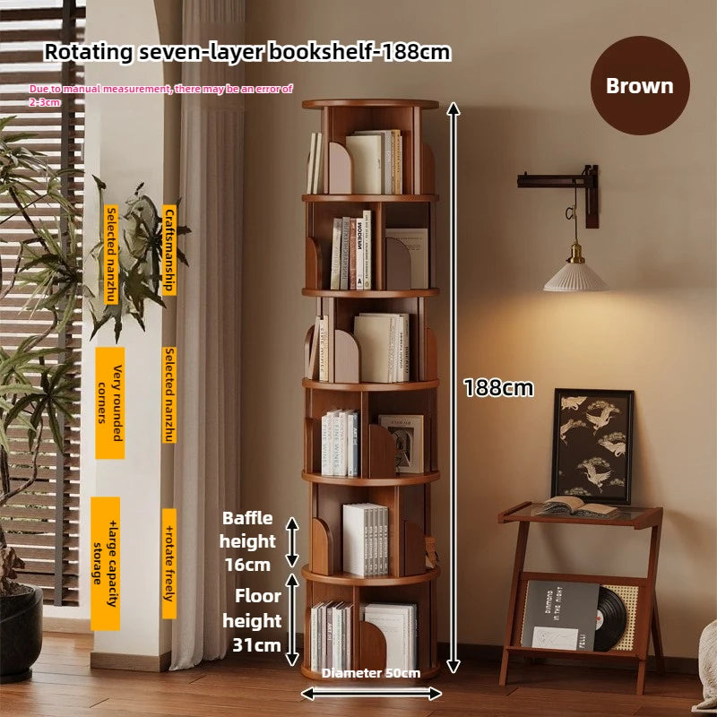 360 °   Bibliothèque rotative – Armoire de rangement mobile pour la maison et le salon