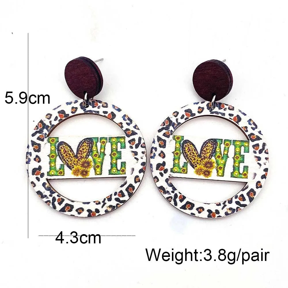 New Autumn Baseball Wooden Earrings Turkey Turquoise Pineapple Pumpkin Truck Vintage Earrings for Women Thanksgiving Gifts