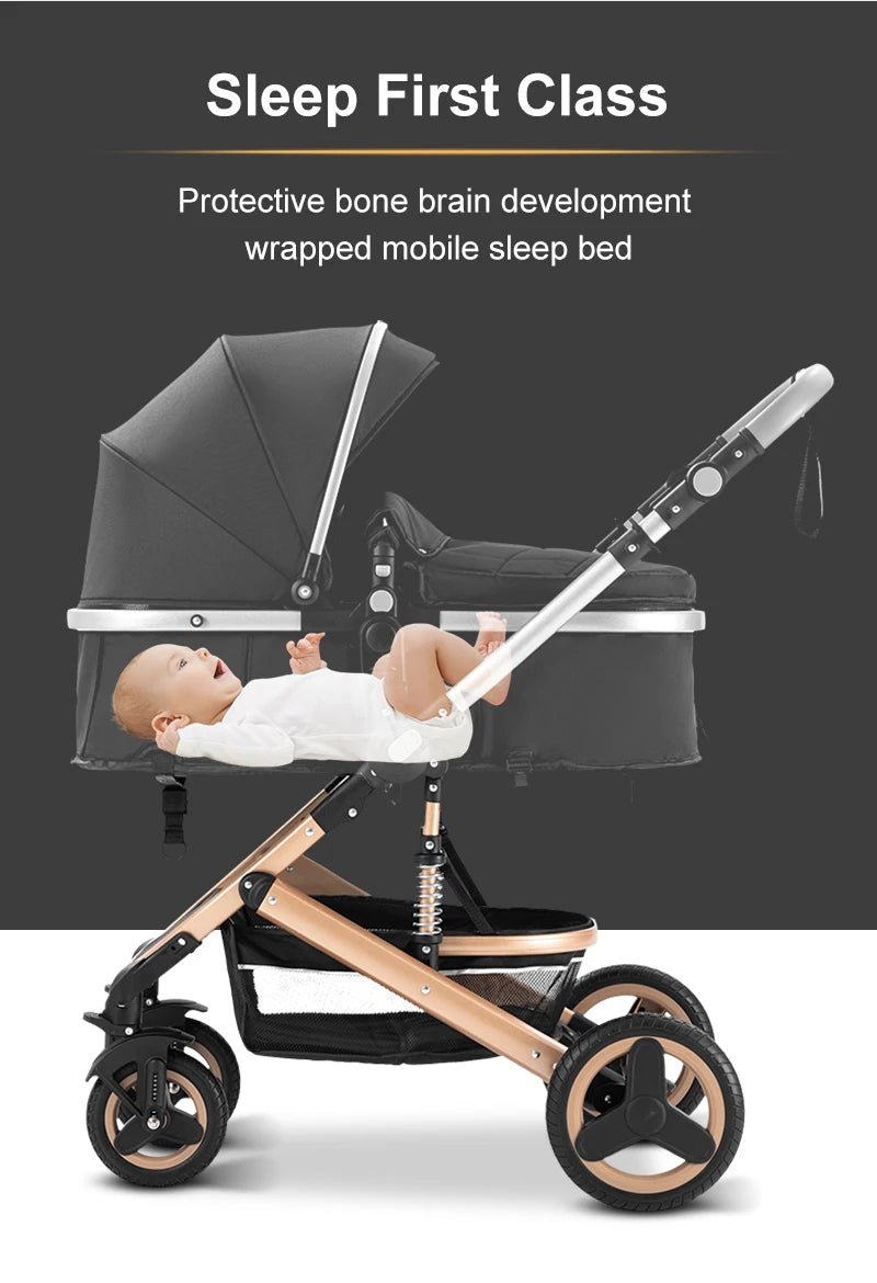 Poussette bébé 3-en-1 compacte, siège auto pour bébé, système de voyage portable pour bébé, poussette légère, poussette bidirectionnelle