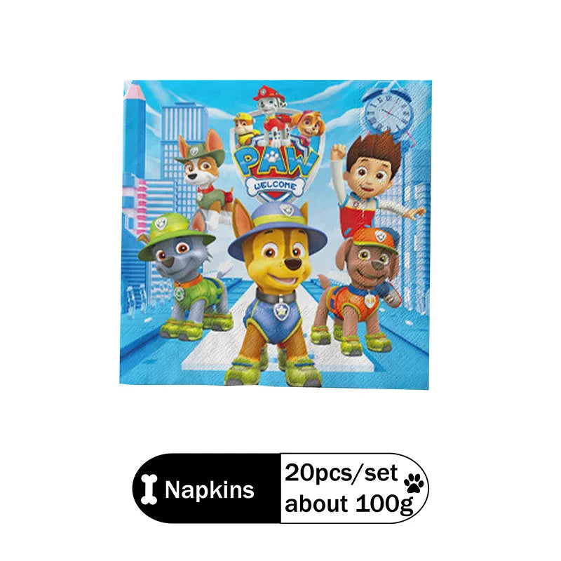 Paw Patrol Snow dog Everest Cartoon Animation Theme Birthday Party Decorations Disposable Sticker Balloon Paper Plates Supplies