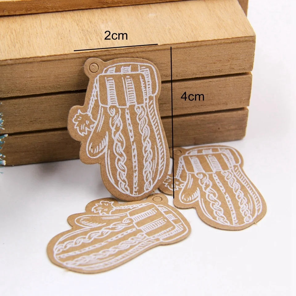 50PCS Christmas Kraft Paper Tags Handmade/Thank You DIY Crafts Hanging Tag With Rope for Christmas Gift Wrapping Supplies Favors