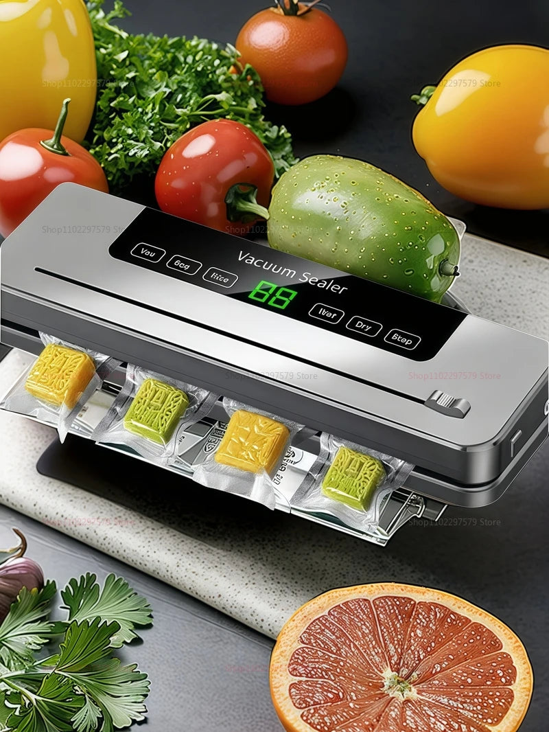 Electric Vacuum Sealer with Built-in Cutter Food Storage Sealer for Kitchen Dry/Wet Wet Food Preservation Sealing Sealer