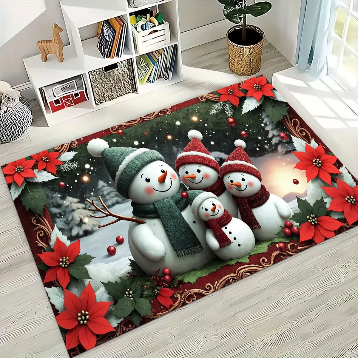 Merry Christmas Tree Santa Claus Cartoon Happy New Year Gift Carpet Rug for Bedroom Living Room Sofa Home Doormat Decor,Non-slip