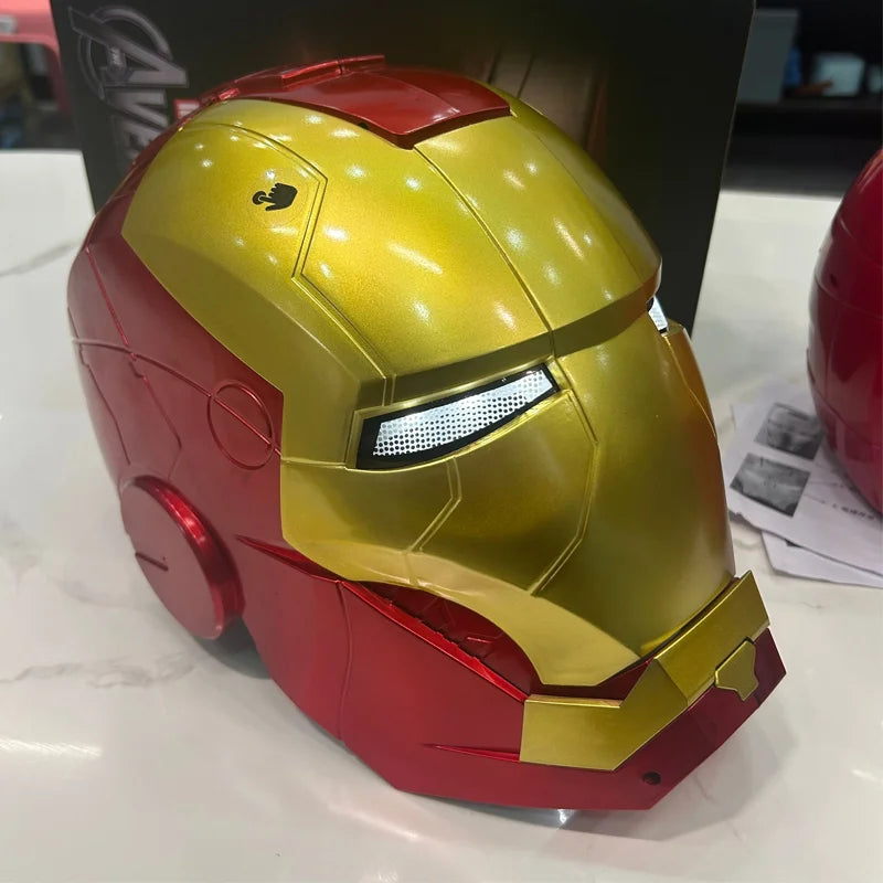 Marvel Comics Iron Man Helmet Electric Wearable Mask 1:1 Automatic Opening And Closing Model Characters Adult Toys Birthday Gift