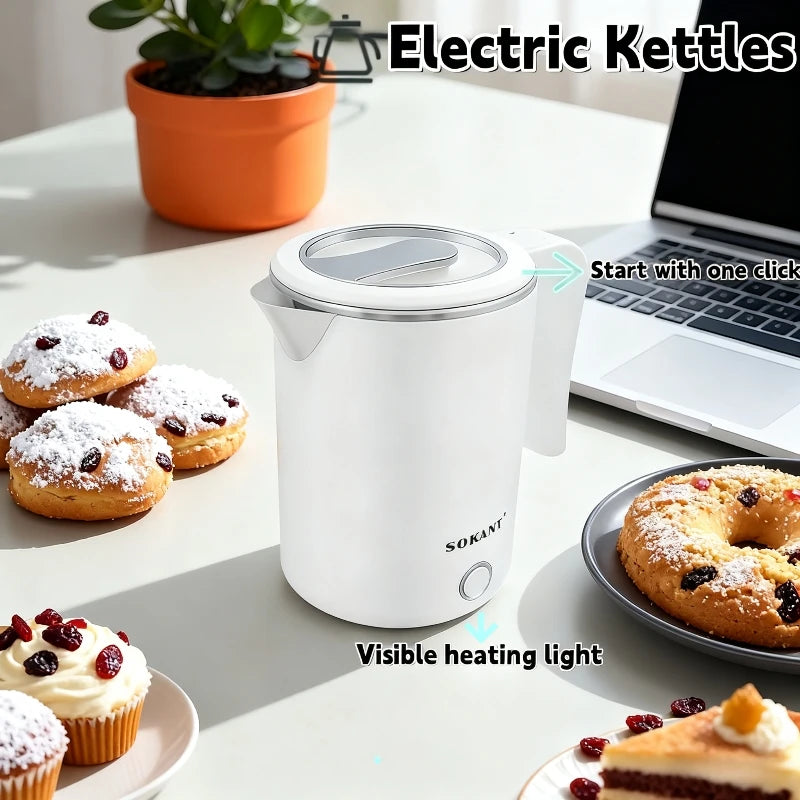 304 Stainless Steel Electric Kettle Portable 500ML Coffee Pot Electric Water Heater Teapot 600W Automatic Power Off kettle Home