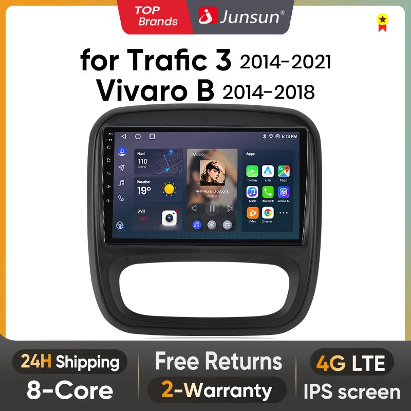 CarPlay Android Auto Autoradio pour Renault Trafic 3 2014 a 2021 et Opel Vivaro B de 2014 à 2018