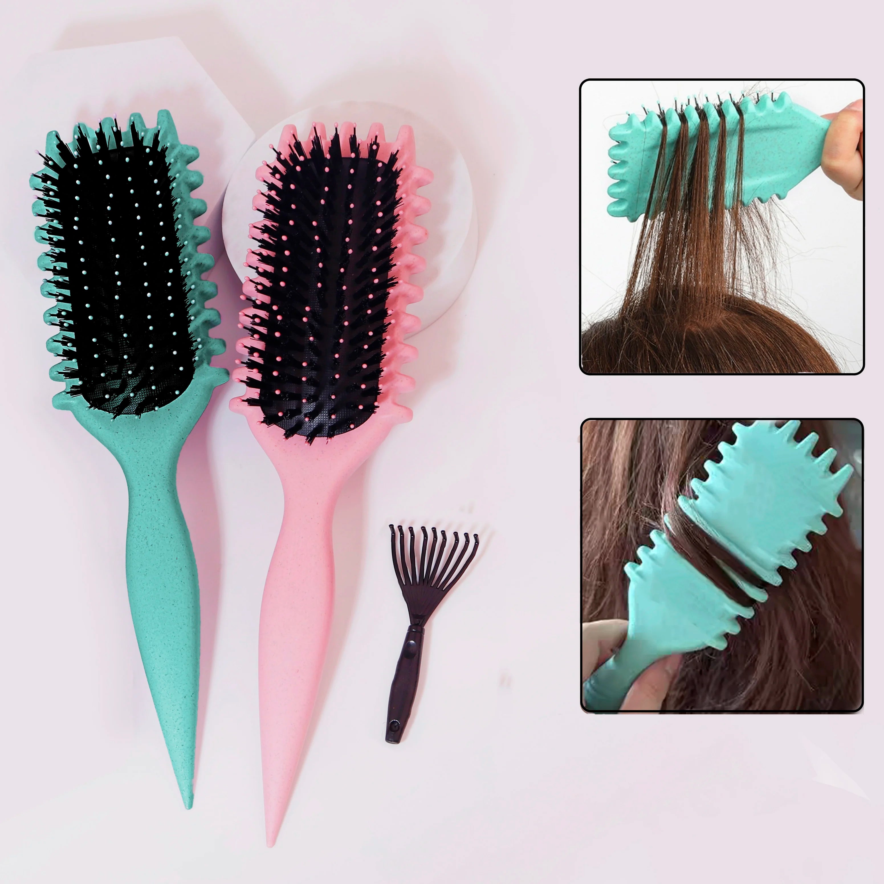 1PCS Brosse de coiffure de définition de cheveux bouclés Brosse à cheveux enlèvement de rides enchevêtré Peigne à cheveux bouclés humides Styling Outil de cheveux bouclés
