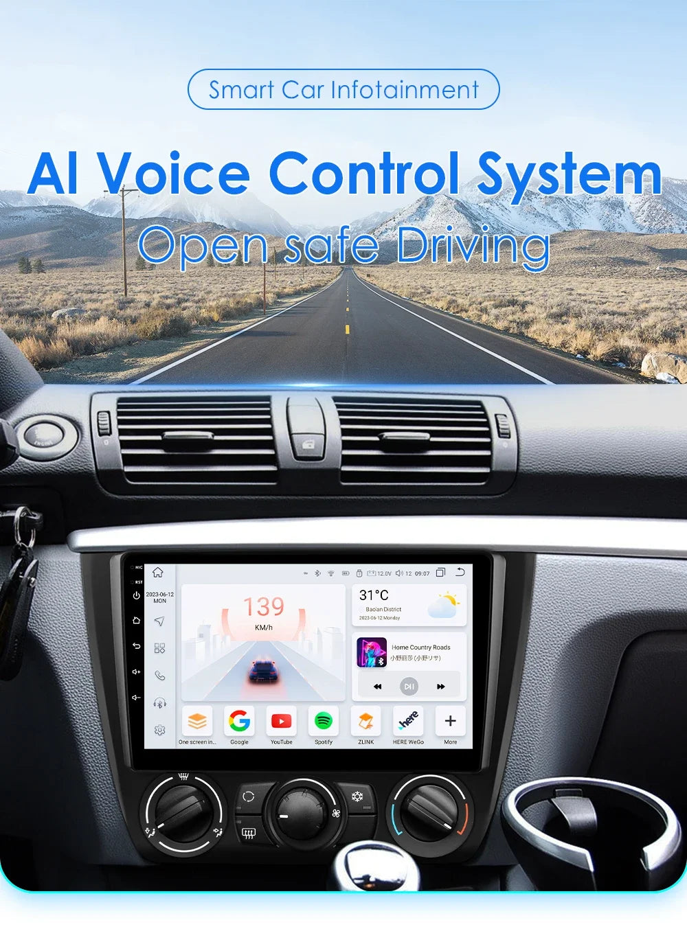 Hizpo 9inch 2Din Android13 Car Radio for BMW 1 Series E81 E82 E87 E88 AT MT Navigation GPS RDS DSP Android Auto CarPlay 360° CAM