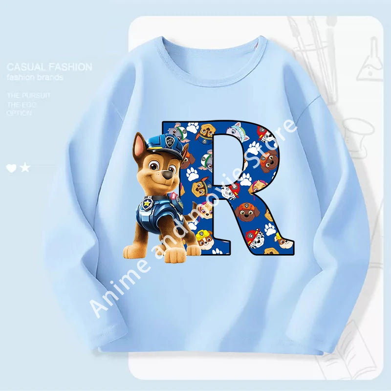 Paws Patrols Chases Child Long Sleeve Boys T-shirt Children Casual Clothing Cartoon Cute Printed Sweatshirt Anime New Kids Gifts