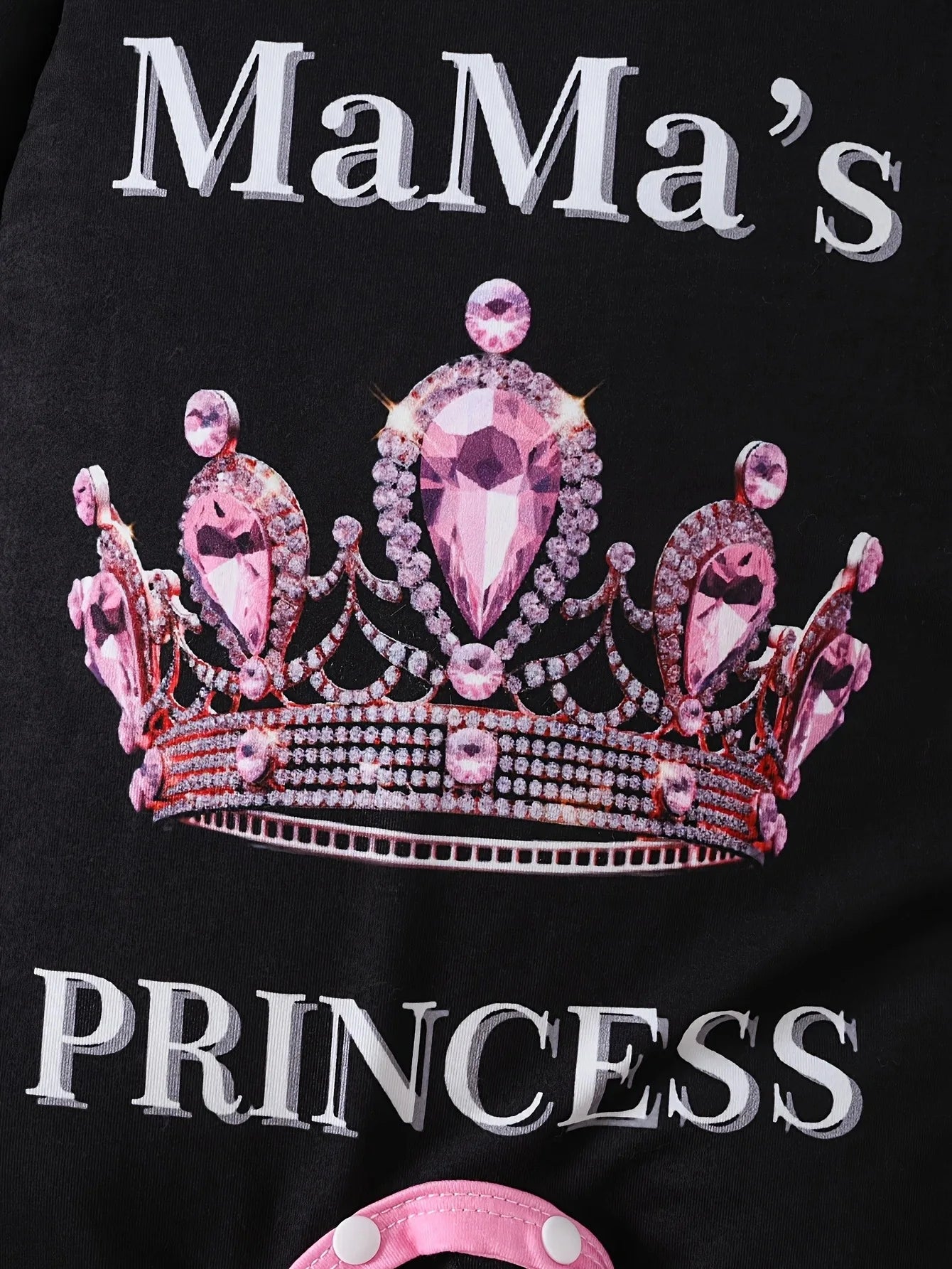 Newborn baby girl's spring and autumn crown letter print long sleeved openable jumpsuit