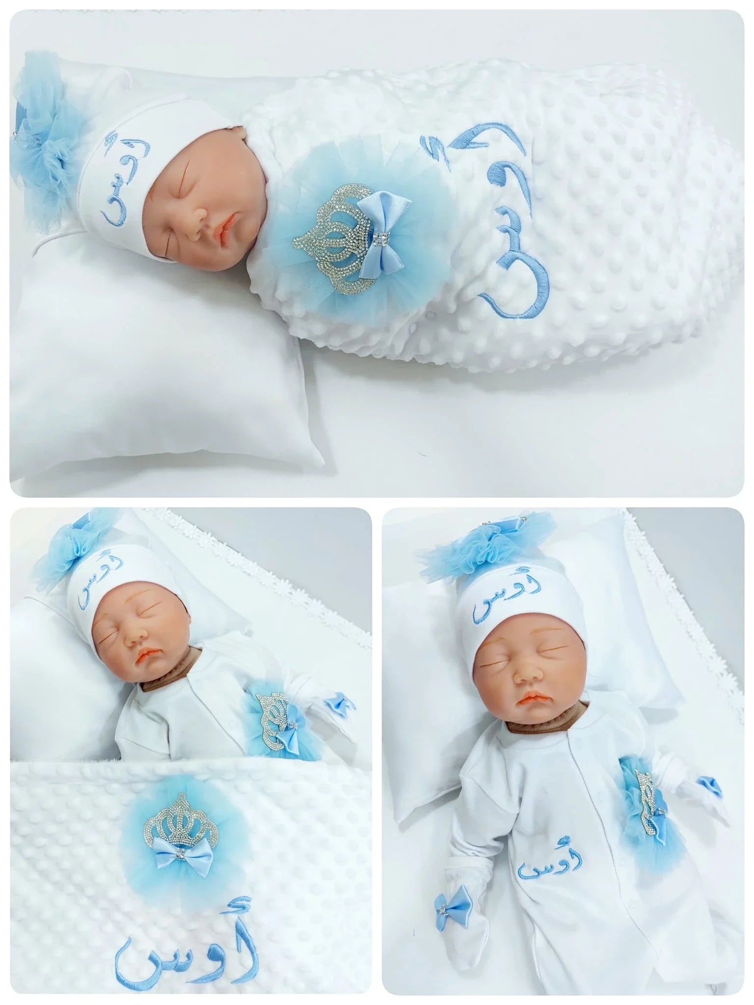 Dollbling 5pcs Wings Outfits Any Name Personalized Sweetwood Embroidery Gift Set Baby Pajamas Hat Welcome Home Ceremonial dress