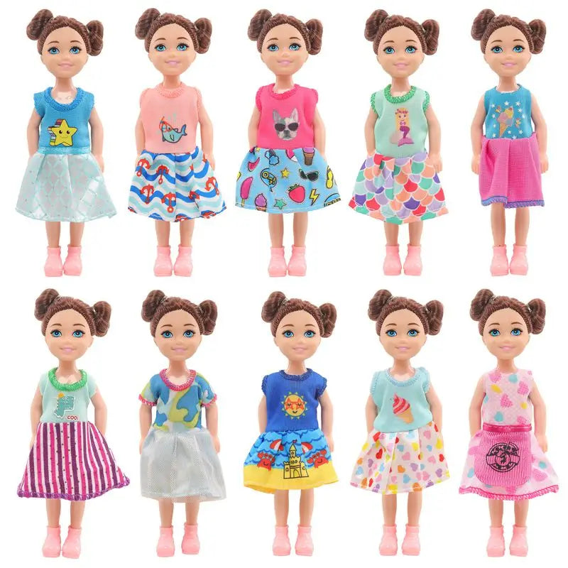 10 Pieces 5.5 Inch Doll Clothes Set Kids Toys 5 Fashion Dresses Swimsuit Bikini Accessories For Baby Girls DIY Game Present