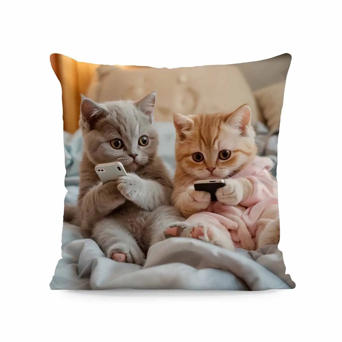 Cute Cartoon Cat Cushion Pillow Cover Simple Printed Throw Cushion Case Creative Home Sofa Decor Gift for Cat Lovers