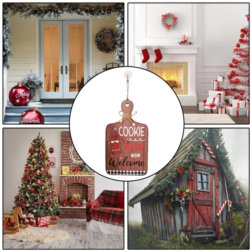 Christmas Gingerbread Man Wooden Ornaments Christmas Tree Gingerbread Decor Christmas Gingerbread Hangings Sign Welcome Front