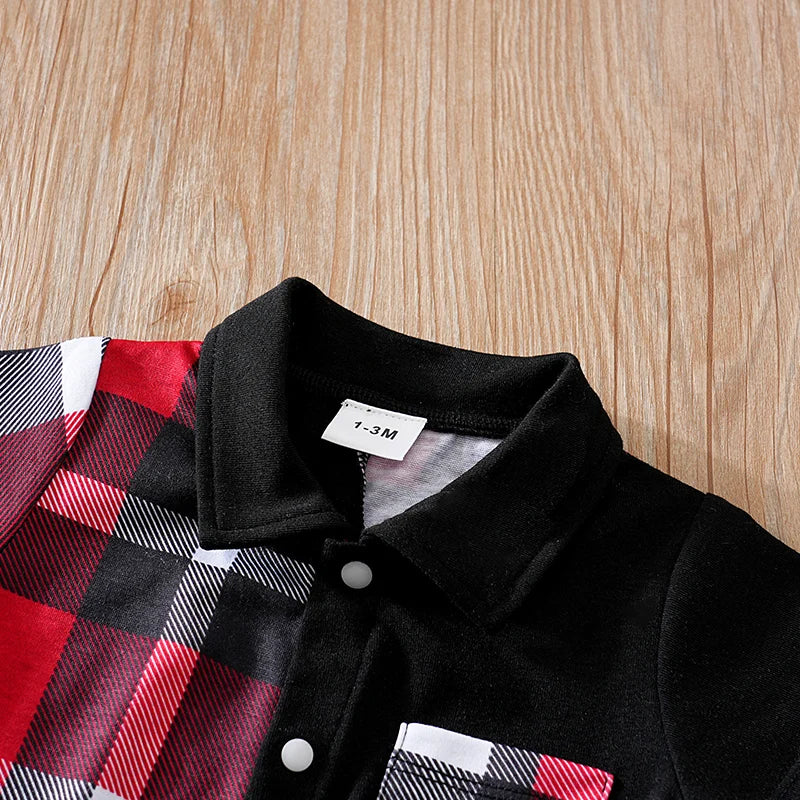 Newborn Clothes Patchwork Plaid Polo Shirt Comfortable And Soft For Boys And Girls Summer Short Sleeved Baby Jumpsuit