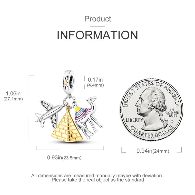 Pyramid Mum Dangle Charm Fit Pandora Bracelet 925 Sterling Silver Cleopatra Pharaoh Charms Beads Pendant Silver Original Jewelry