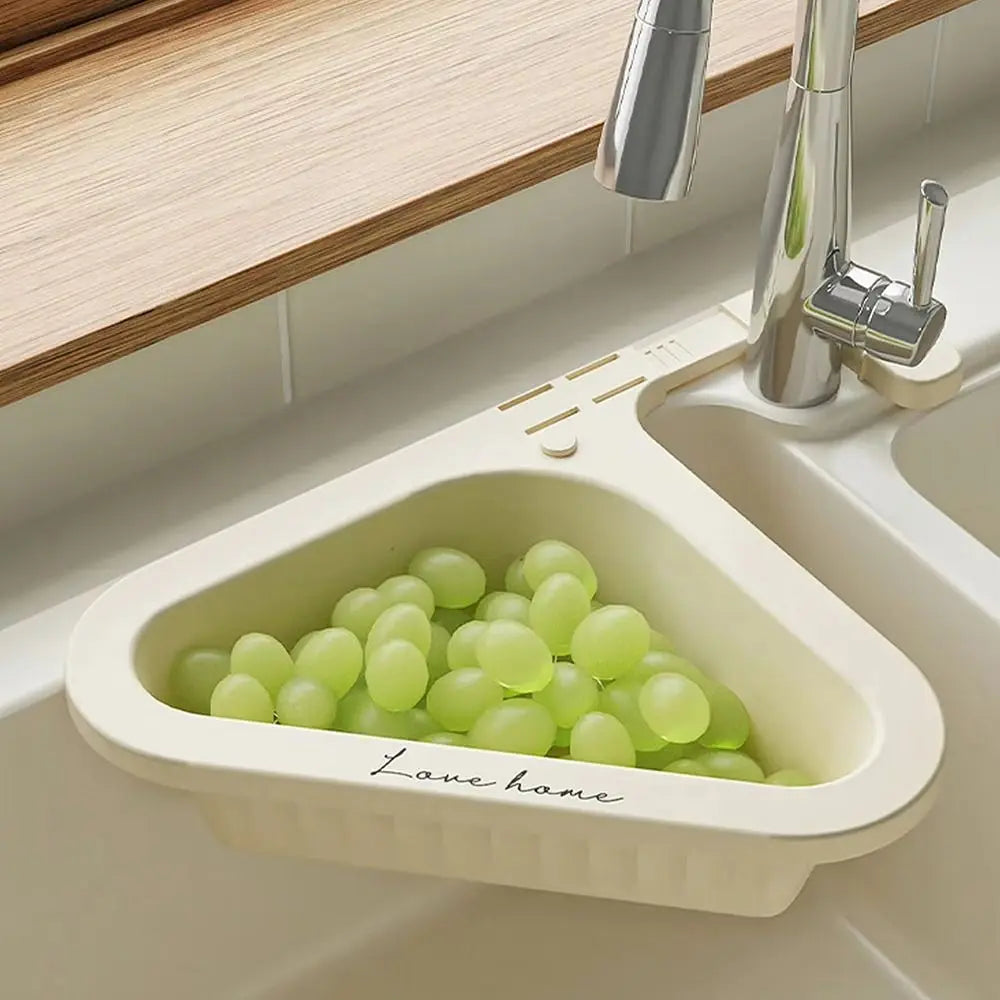 Kitchen Triangle Drain Basket Sink Retractable Rack Punch-free Vegetable Basin Sink Filter Storage Basket Kitchen Accessories